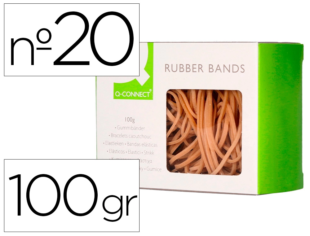 Gomillas Elásticas Q-Connect Nº20 (200 x 2 mm) – Bolsa 100 g