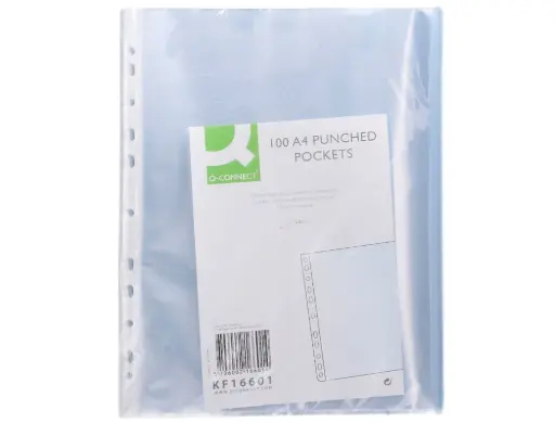 [OFT00003] Fundas multitaladro Q-Connect DIN A4 cristal 80 micras – bolsa de 100 unidades